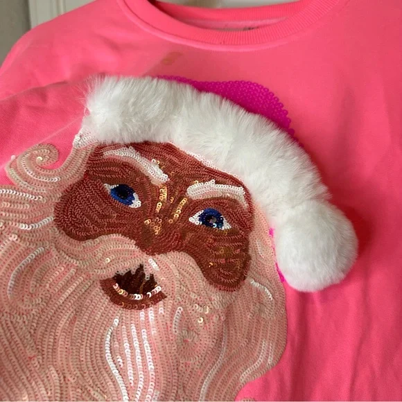 Queen Of Sparkles Neon Pink Nutcracker Santa Claus Bling Sweatshirt *FLAWED* - Picture 5 of 11
